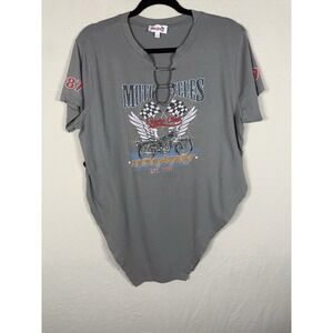 Madrag Women's Gray Cotton Motorcycles Legendary T-Shirt Size Large
